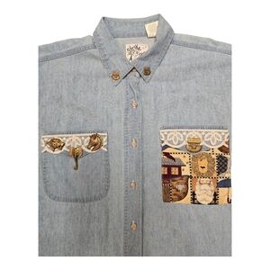 Vtg! Strike A Pose "Noah's Arc" Women's Button Down Shirt Sz L
